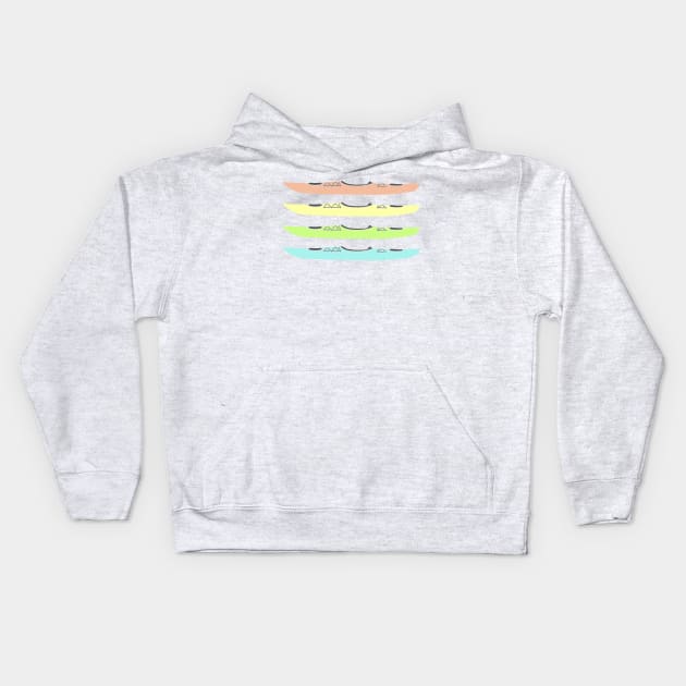 Pastel Rainbow Colored Kayaks Kids Hoodie by Alissa Carin